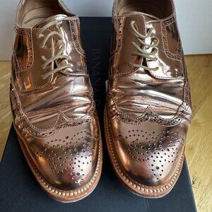 Luisa Metallic Rose Gold Leather Oxford - Slightly Damaged Size 9.5